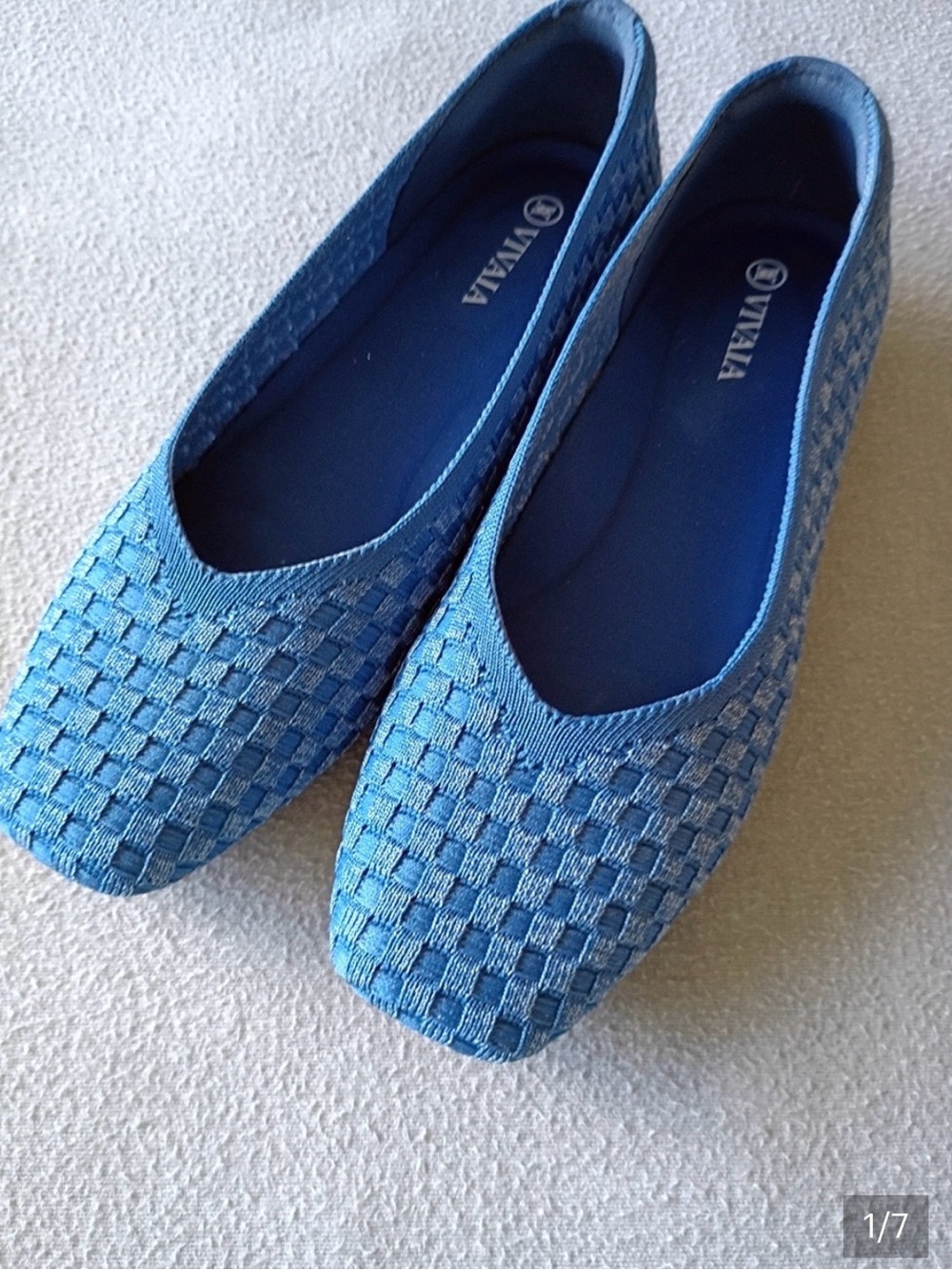 Vivaia Margo 2.0 Denim Square Toe Flats Size 7 NWT